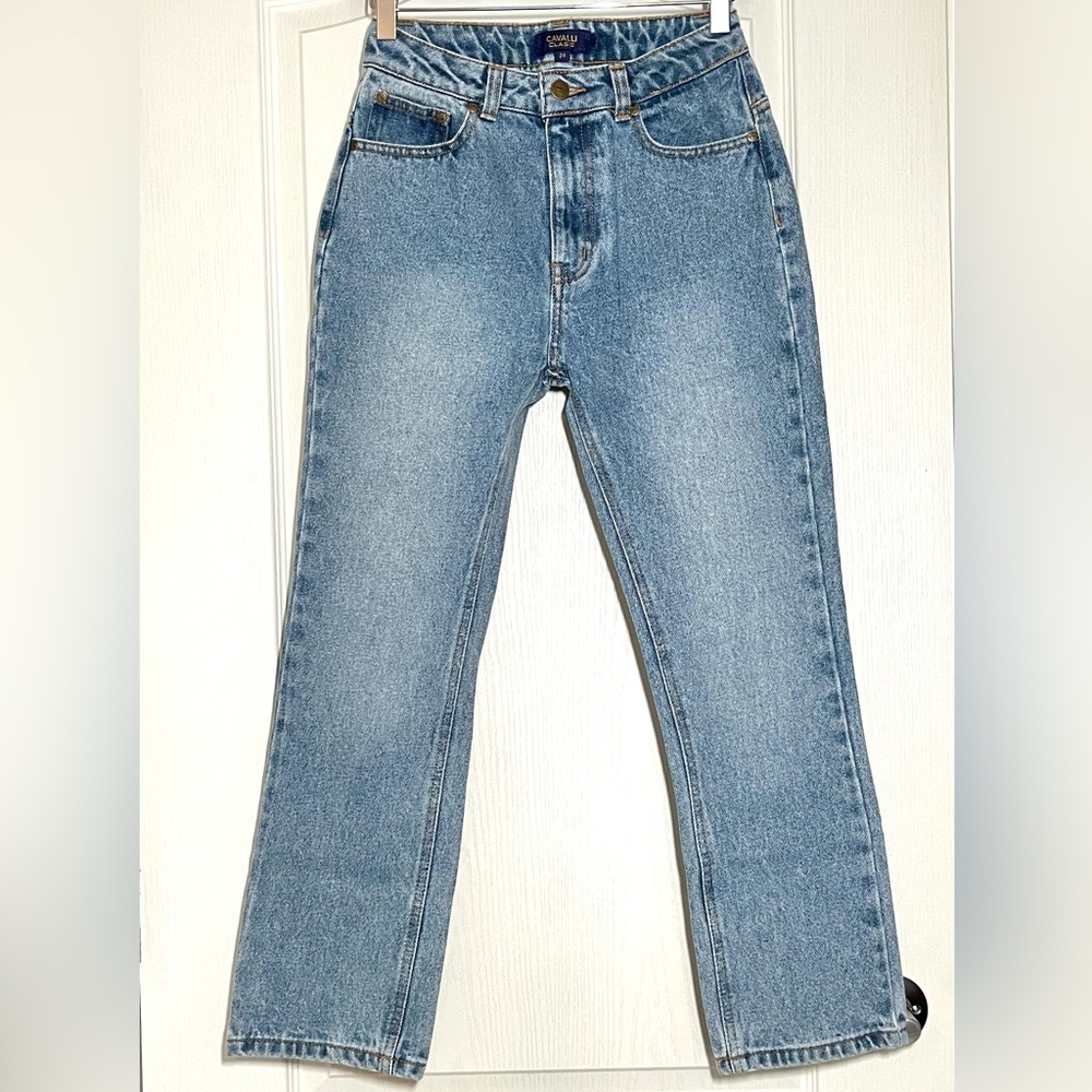 NWT Cavalli Class High Rise Cropped Straight‎ Leg Jeans Size 24 Y2K Streetwear